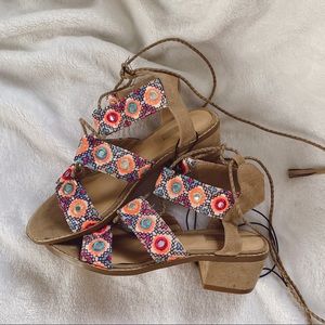 heeled wrap around sandals